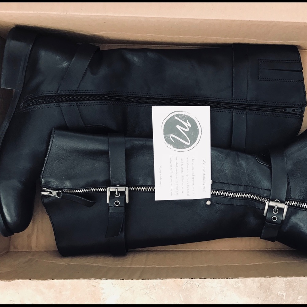 Black leather boots